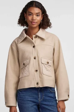 Pieces Blusoes E Casacos-Casaco Curto De Poliester