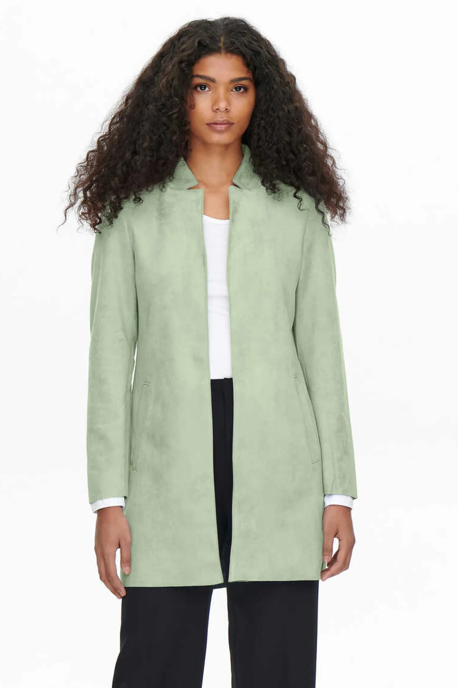 Only Blusoes E Casacos-Casaco De Camurca 3/4