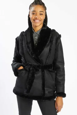 Pimkie Blusoes E Casacos-Casaco De Dois Tecidos Com Cinto