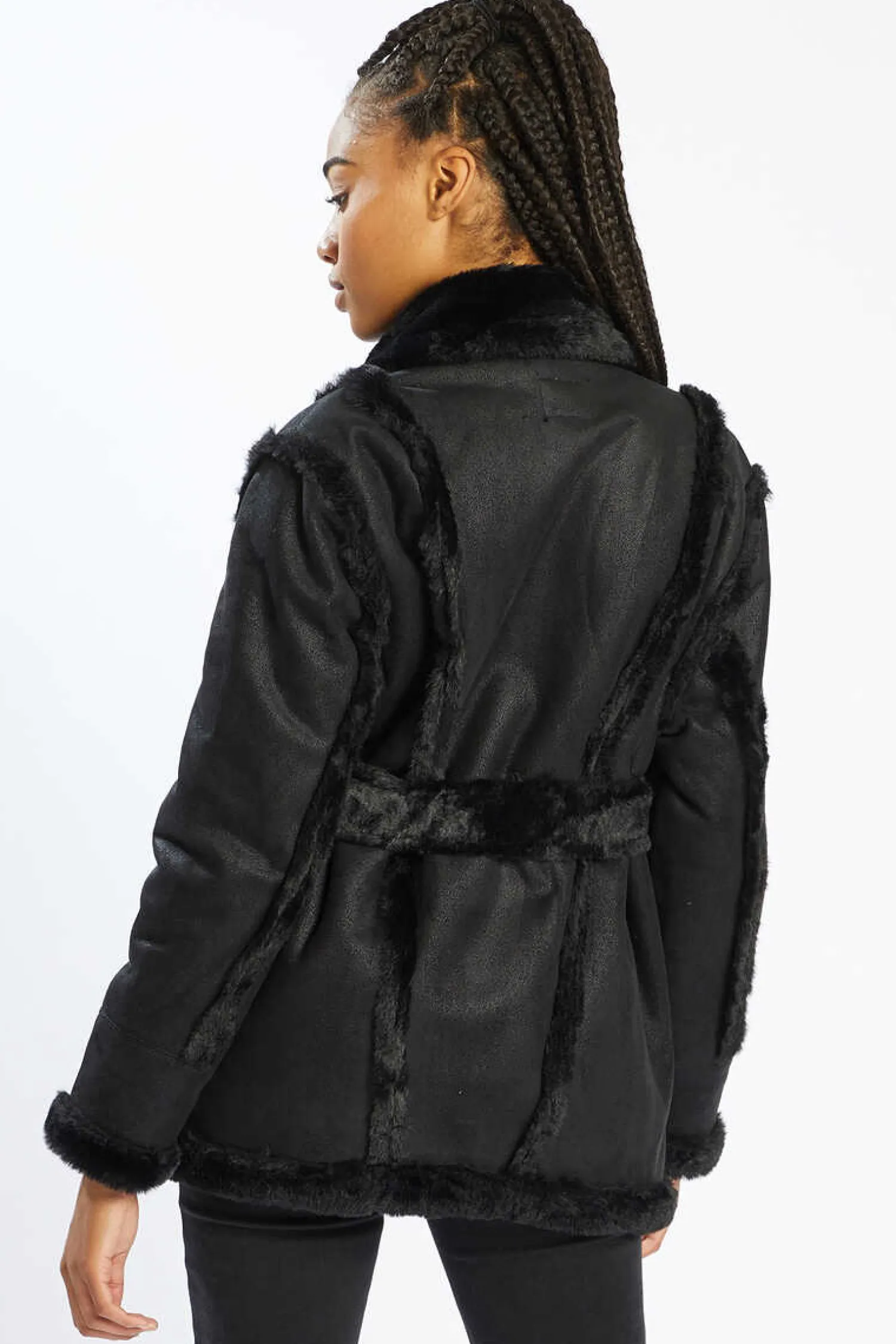 Pimkie Blusoes E Casacos-Casaco De Dois Tecidos Com Cinto