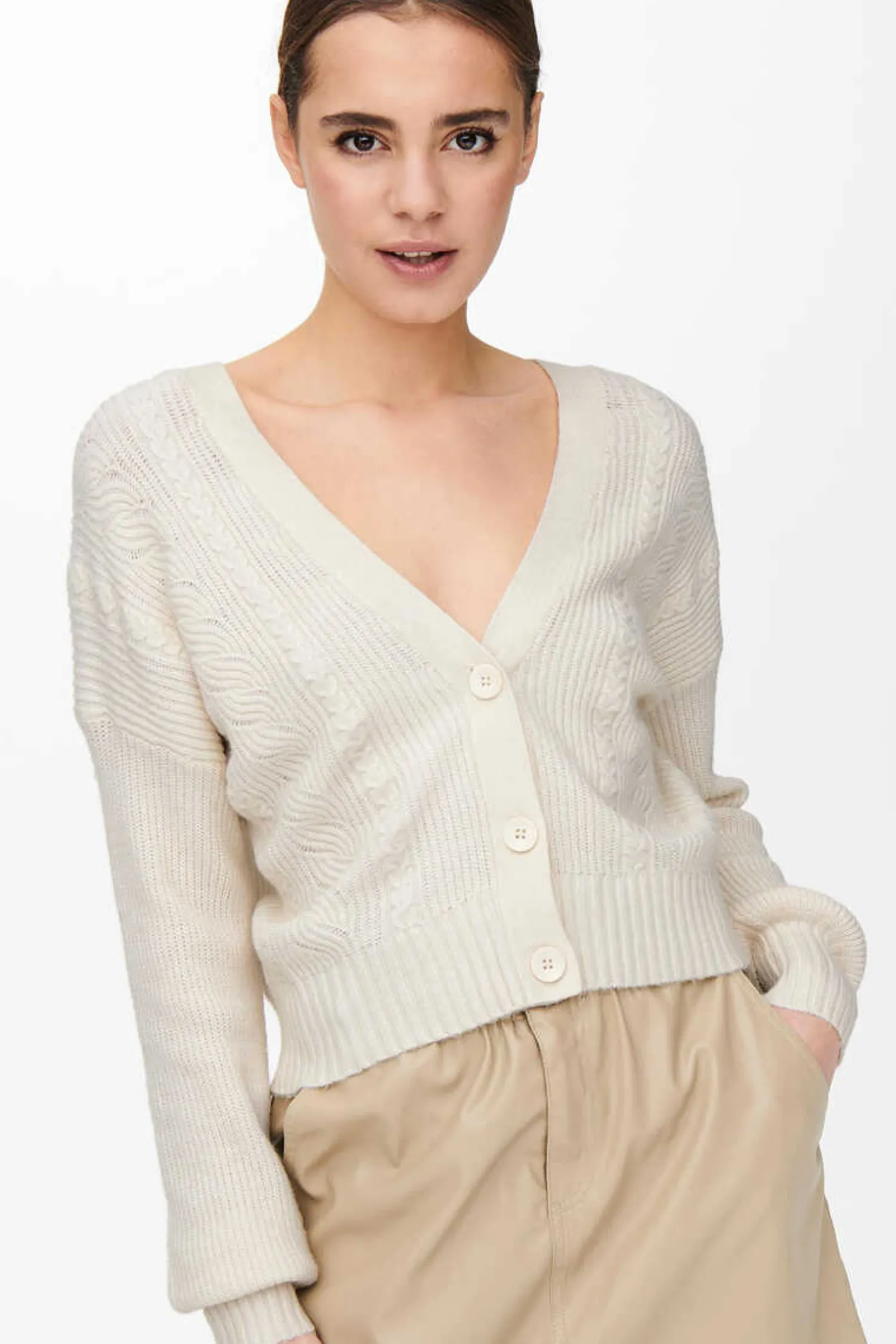 Only Sueteres E Cardigans-Casaco De Malha Botoes