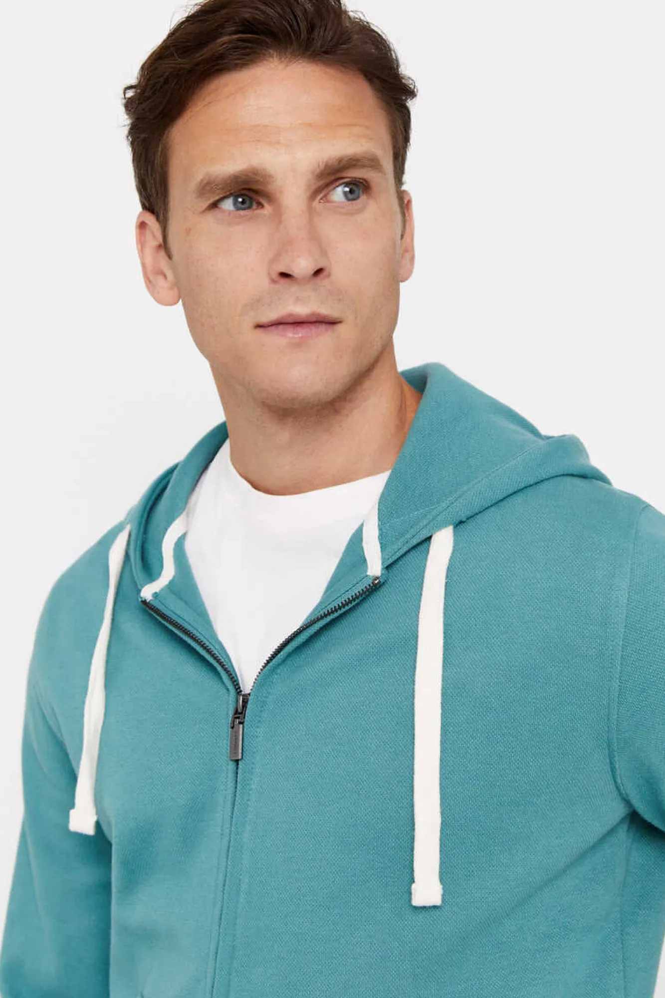 Cortefiel Casaco De Malha Com Capuz Verde