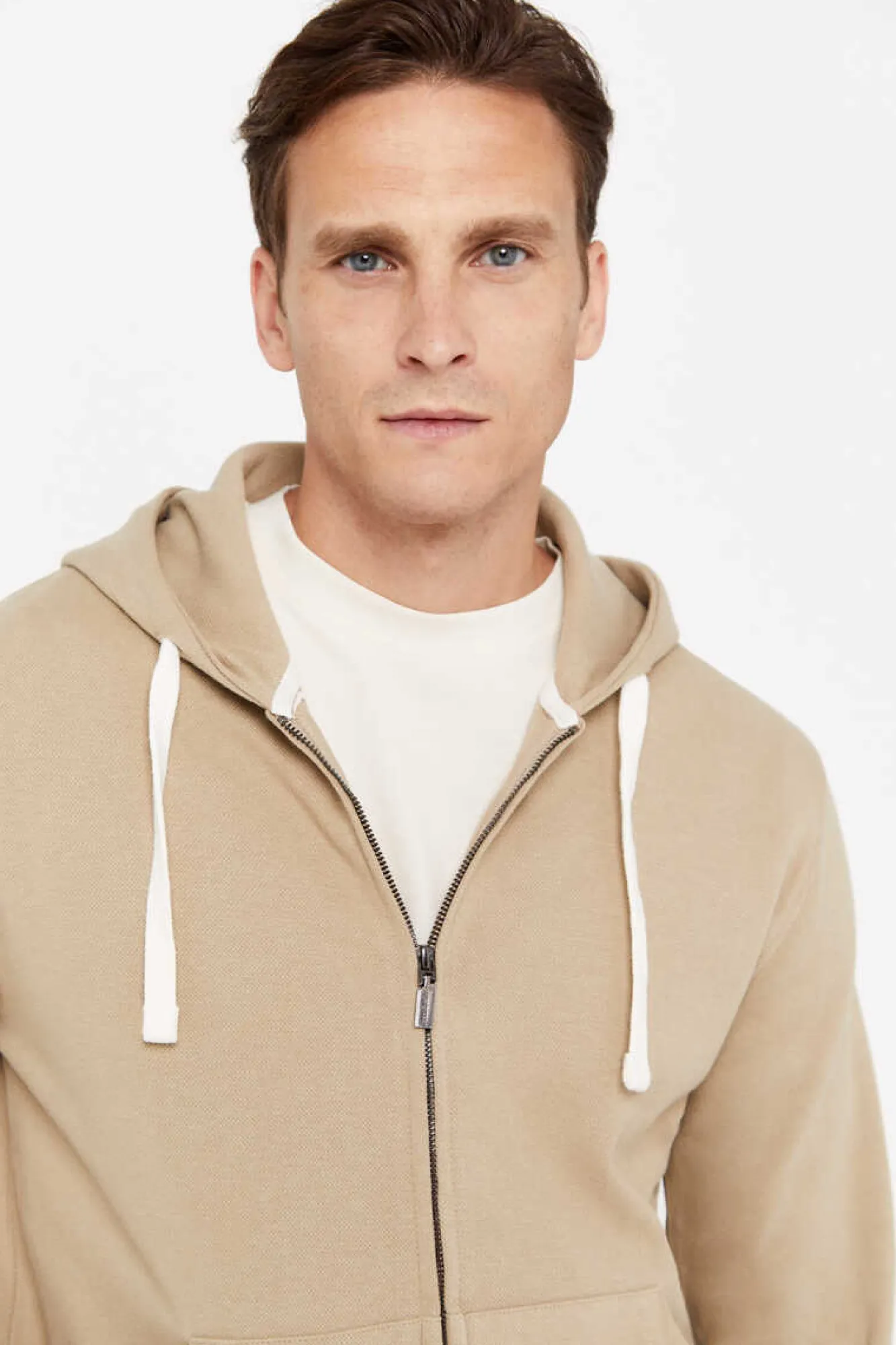 Cortefiel Casaco De Malha Com Capuz Tostado Online