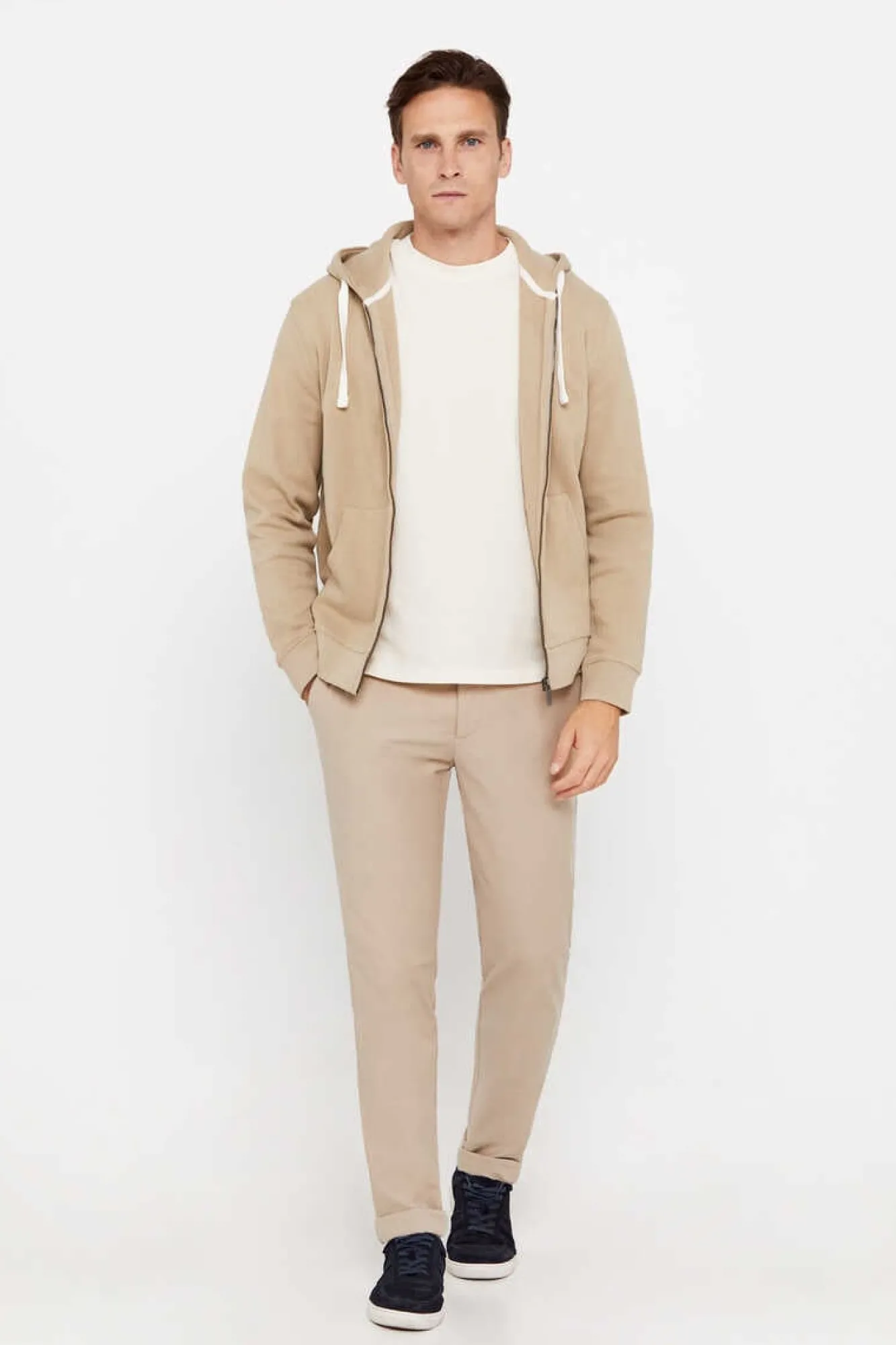 Cortefiel Casaco De Malha Com Capuz Tostado Online