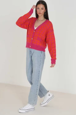 Brave Soul Sueteres E Cardigans-Casaco De Malha Com Pied-De-Poule