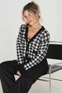 Brave Soul Sueteres E Cardigans-Casaco De Malha Com Pied-De-Poule