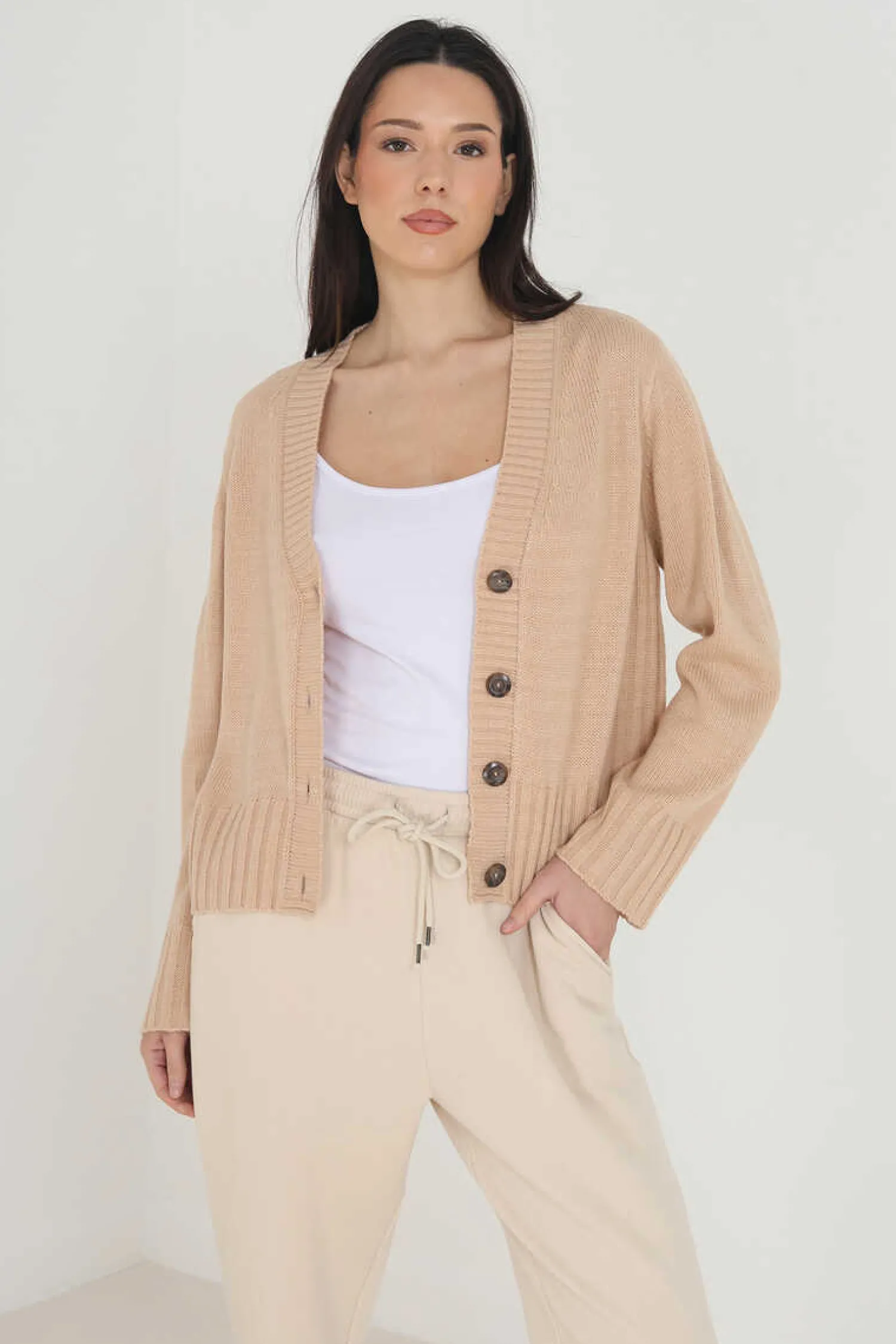 Brave Soul Sueteres E Cardigans-Casaco De Malha Com Quatro Botoes