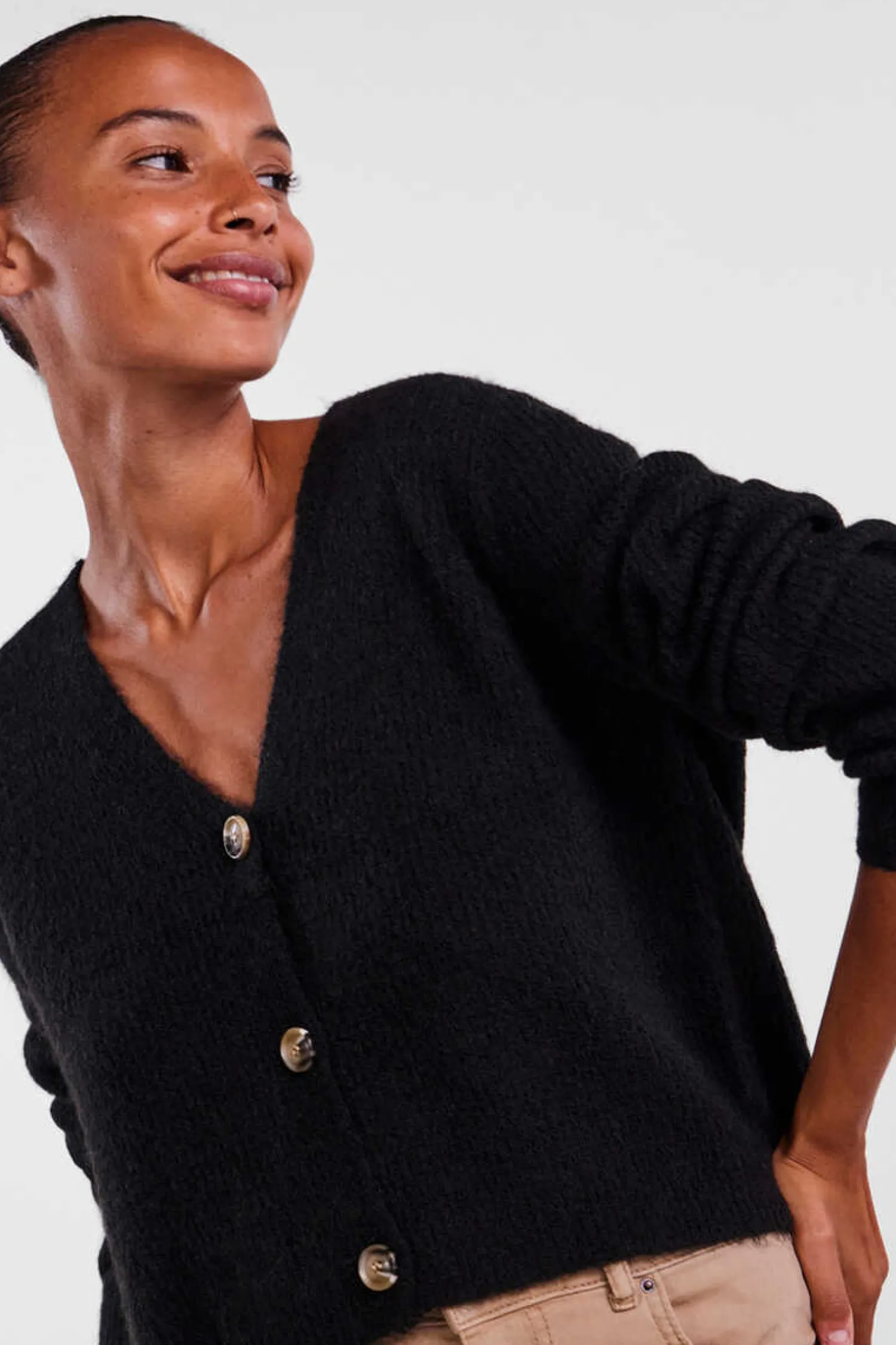 Pieces Blusoes E Casacos-Casaco De Malha Cor Block