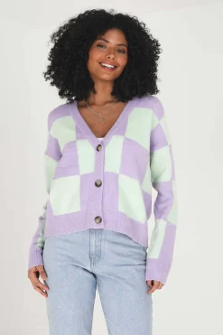 Brave Soul Sueteres E Cardigans-Casaco De Malha De Xadrez