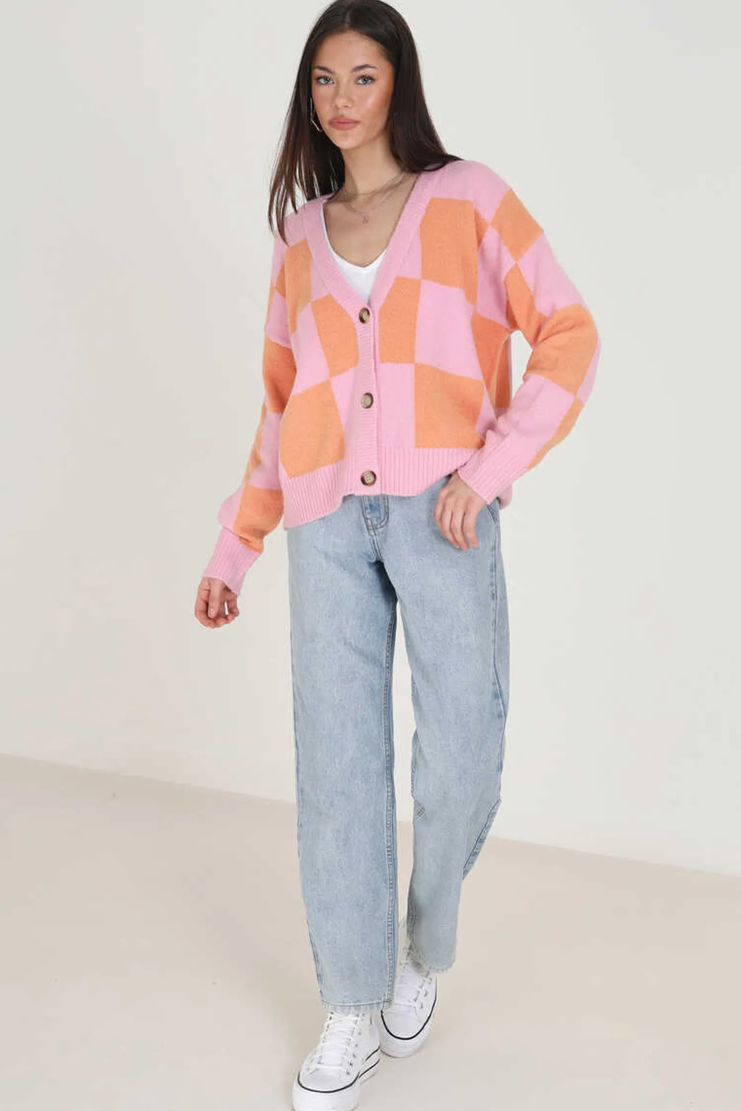 Brave Soul Sueteres E Cardigans-Casaco De Malha De Xadrez