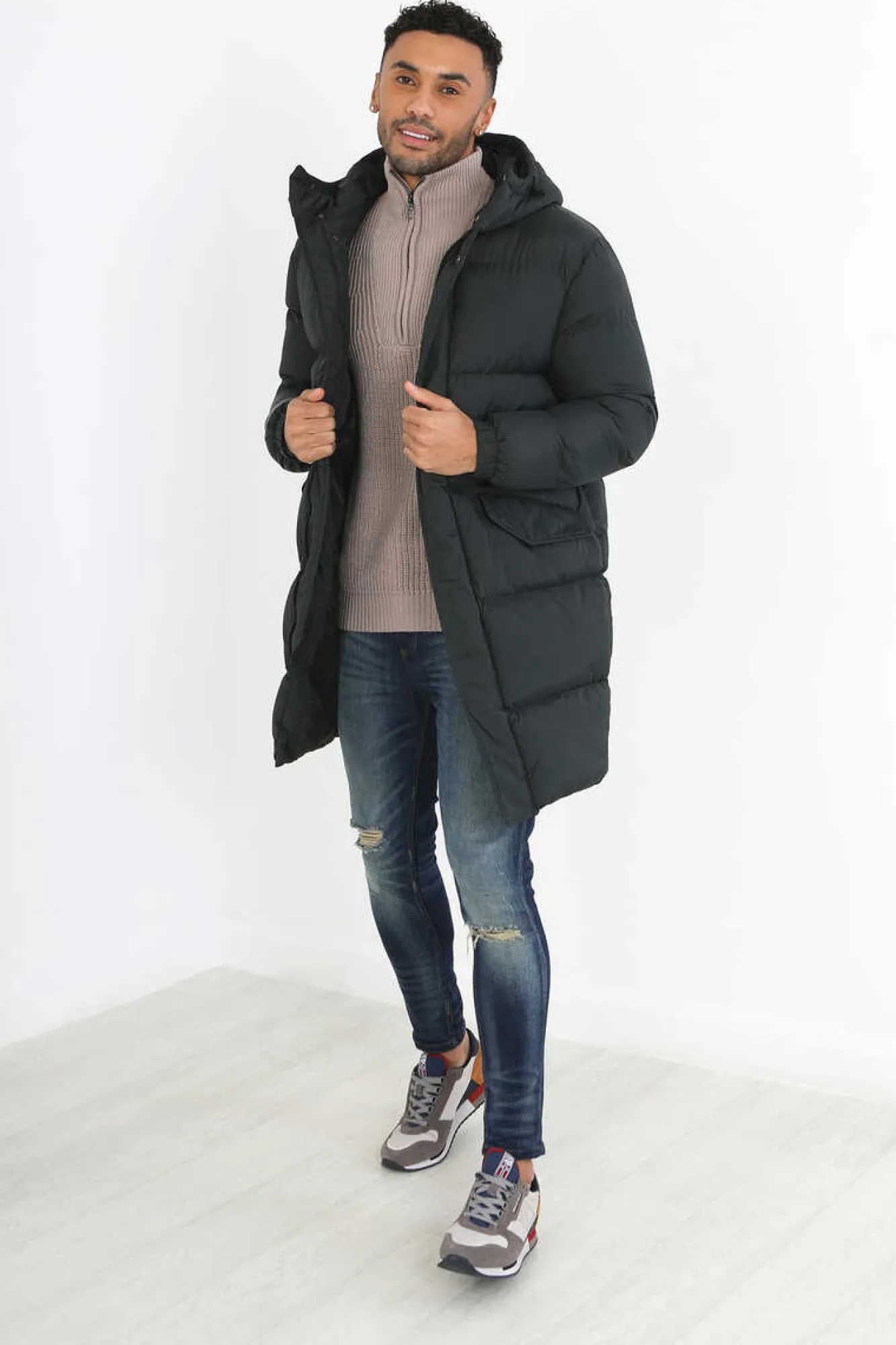 Brave Soul Casaco De Penas Acolchoado Com Fecho-Eclair Cinza Outlet