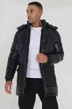 Brave Soul Casaco De Penas Acolchoado Com Capuz Preto