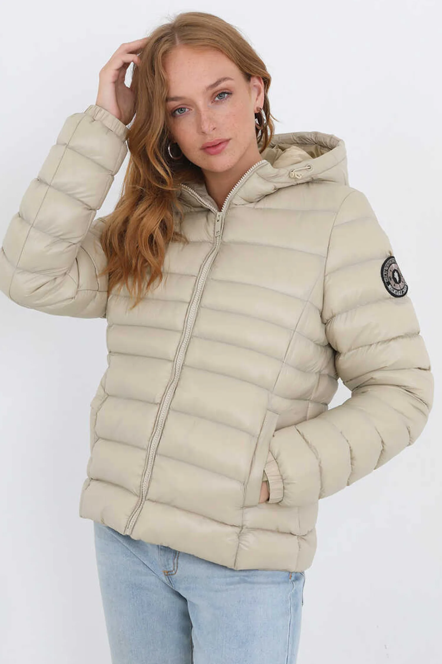 Brave Soul Blusoes E Casacos-Casaco De Penas Acolchoado Com Capuz