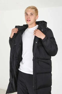 Brave Soul Casaco De Penas Acolchoado Com Fecho-Eclair Preto Discount