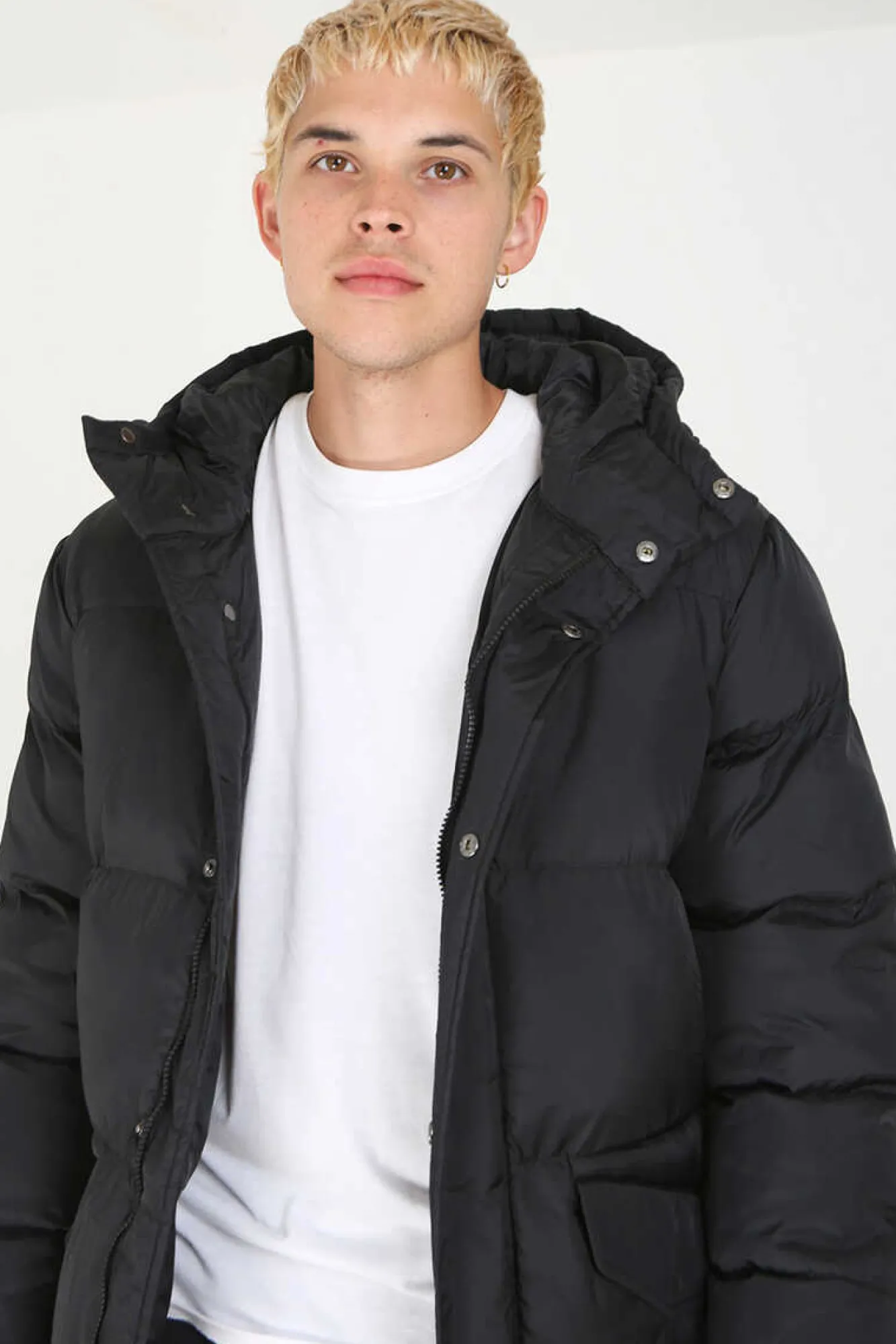 Brave Soul Casaco De Penas Acolchoado Com Fecho-Eclair Preto Discount