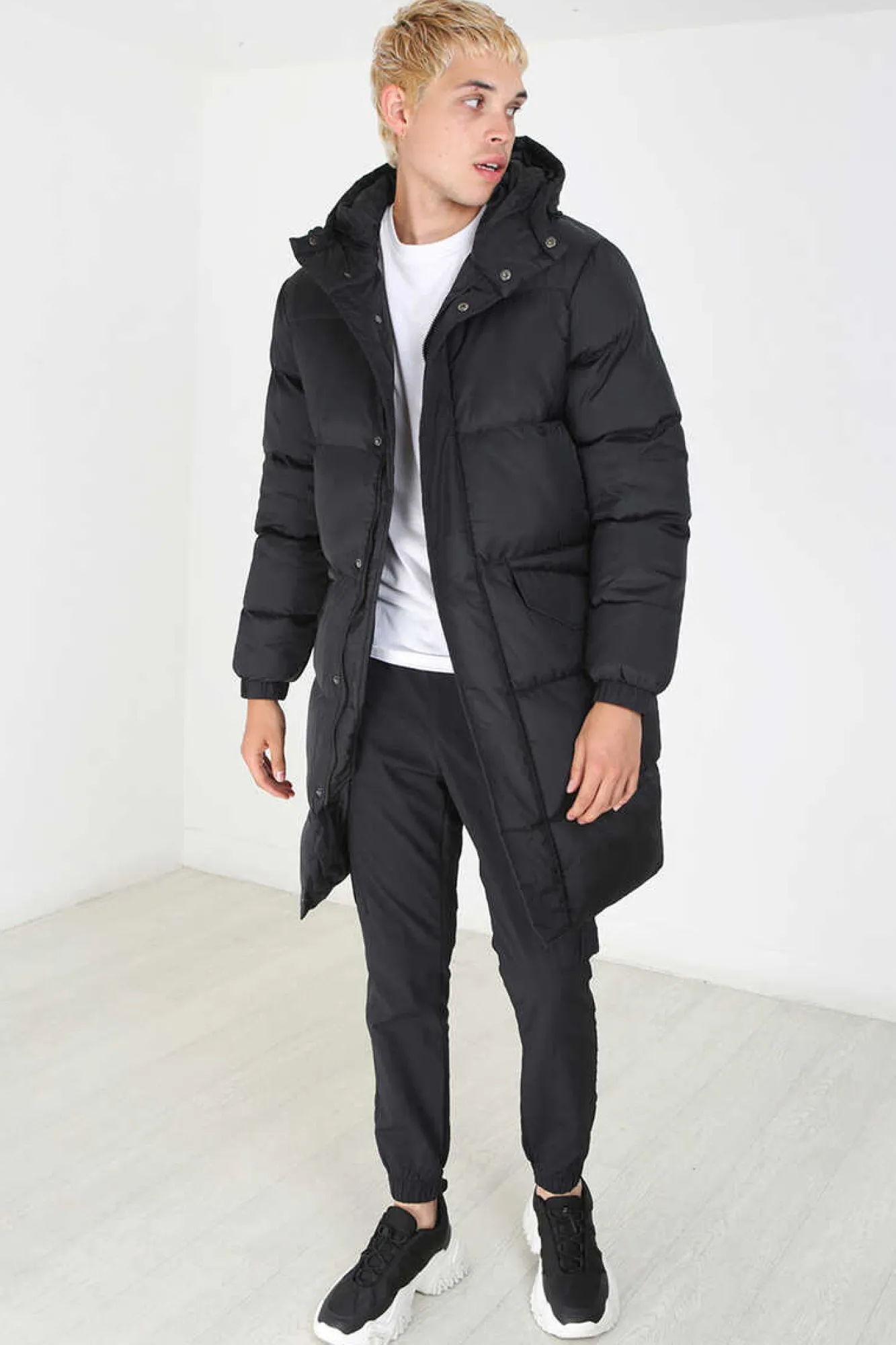 Brave Soul Casaco De Penas Acolchoado Com Fecho-Eclair Preto Discount