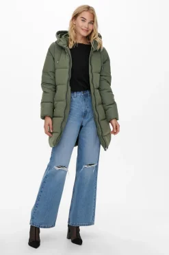 Only Sobretudos E Parkas-Casaco De Penas Curto Com Capuz