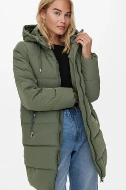 Only Sobretudos E Parkas-Casaco De Penas Curto Com Capuz