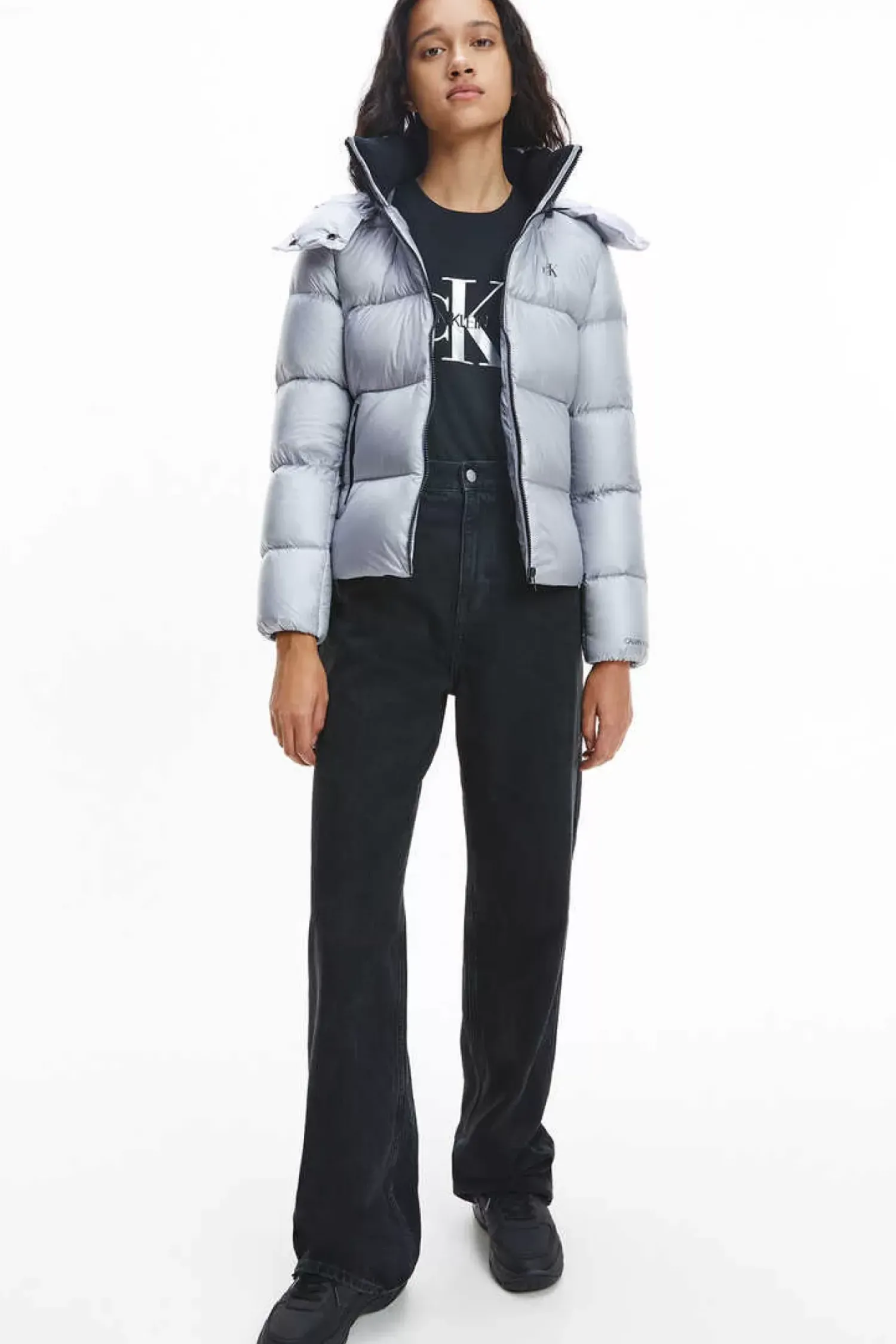 Calvin Klein Blusoes E Casacos-Casaco De Plumas Com Capuz