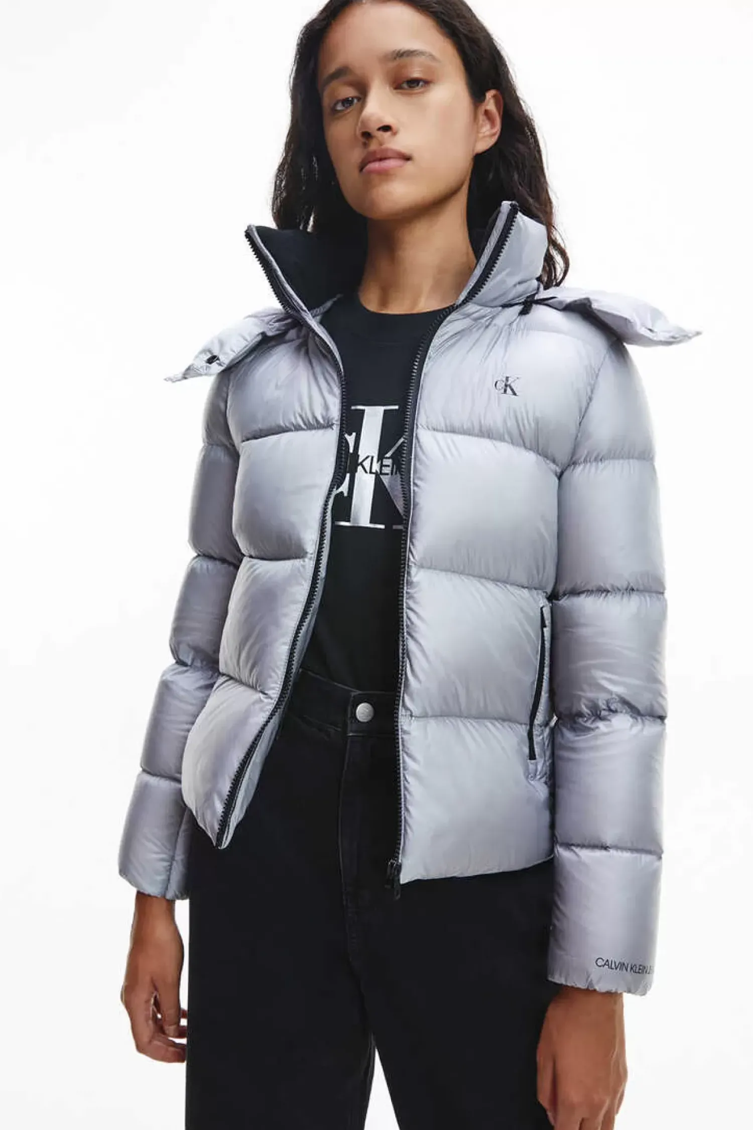 Calvin Klein Blusoes E Casacos-Casaco De Plumas Com Capuz