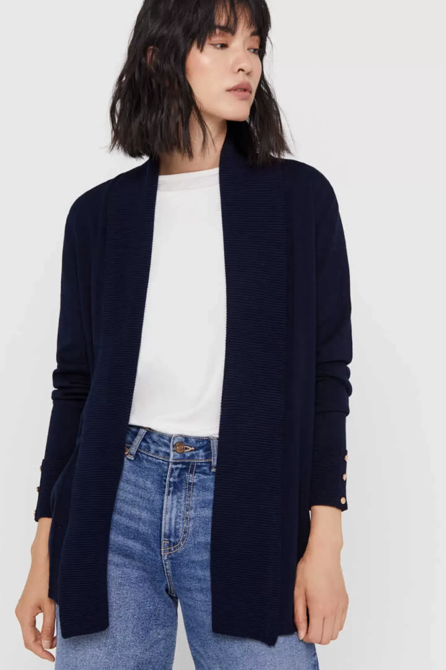 Cortefiel Sueteres E Cardigans-Casaco Gola Xale