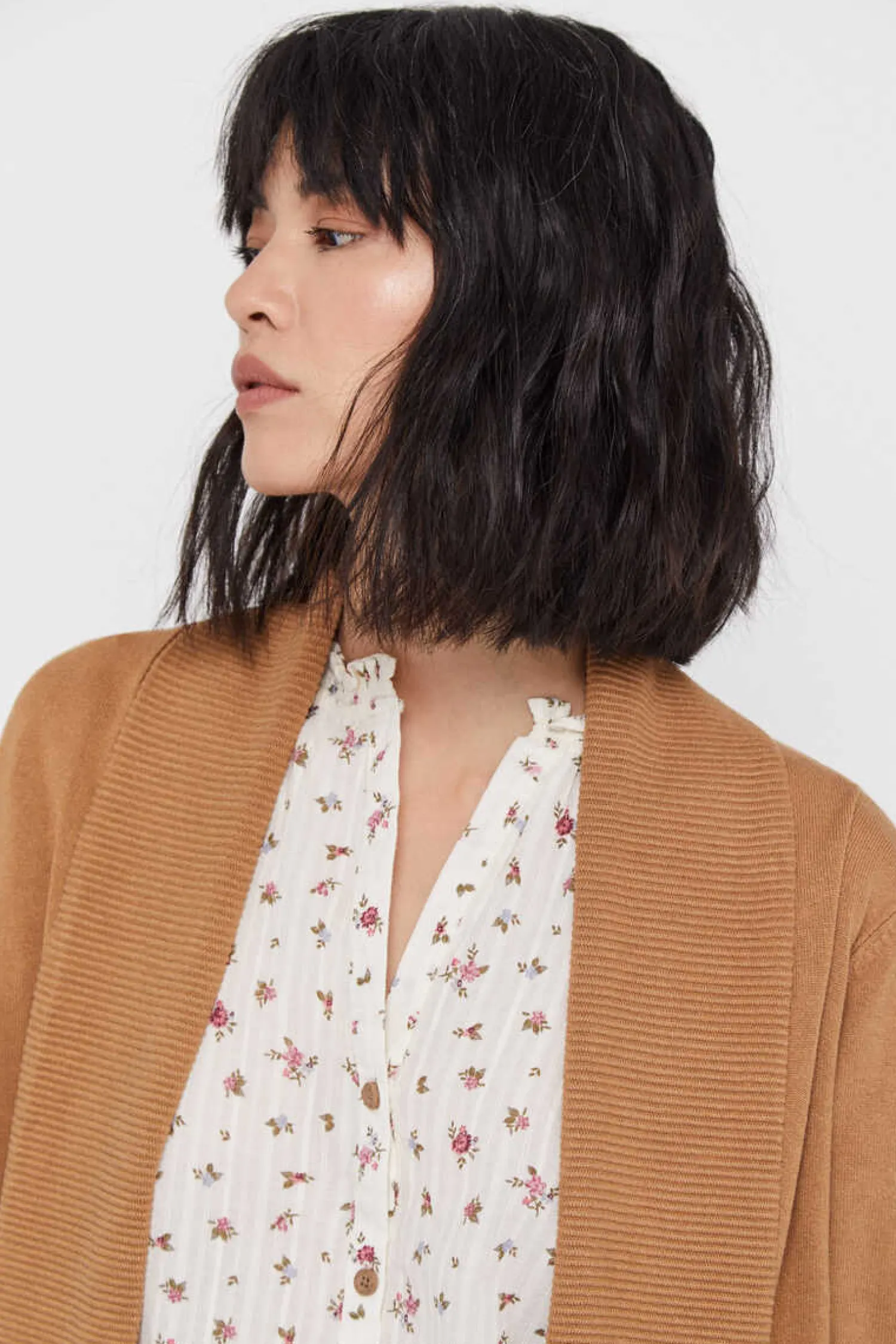 Cortefiel Sueteres E Cardigans-Casaco Gola Xale