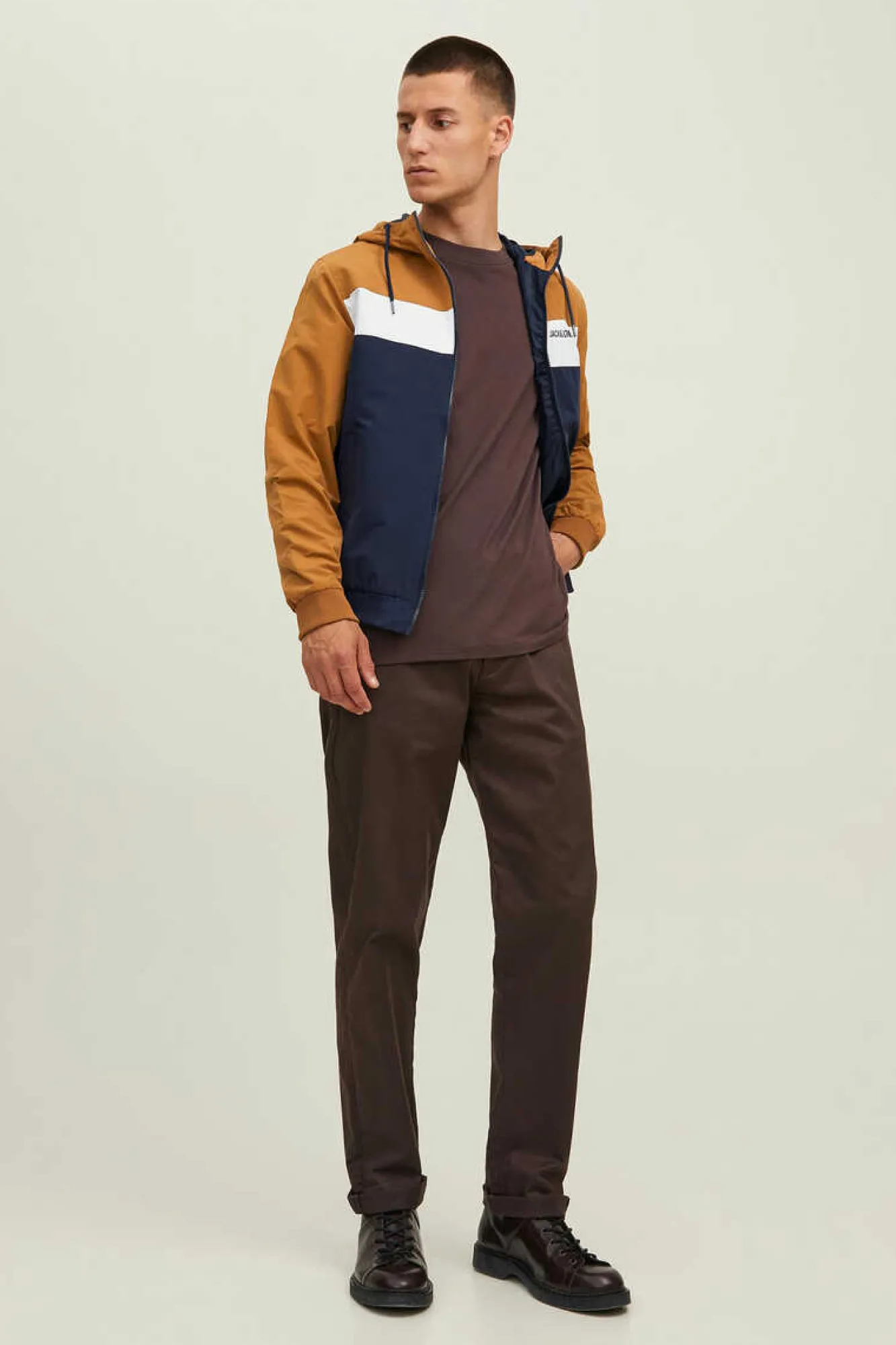 Jack & Jones Casaco Leve Tecnico Com Capuz Castanho Best