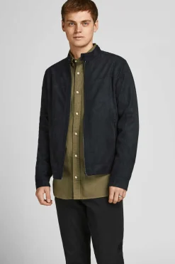 Jack & Jones Casaco Motard Efeito Couro Cinza Claro Best