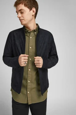 Jack & Jones Casaco Motard Efeito Couro Cinza Claro Best