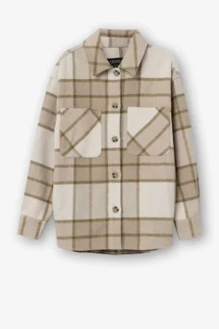 Tiffosi Blusoes E Casacos-Casaco Shacket Xadrez De Tato Suave