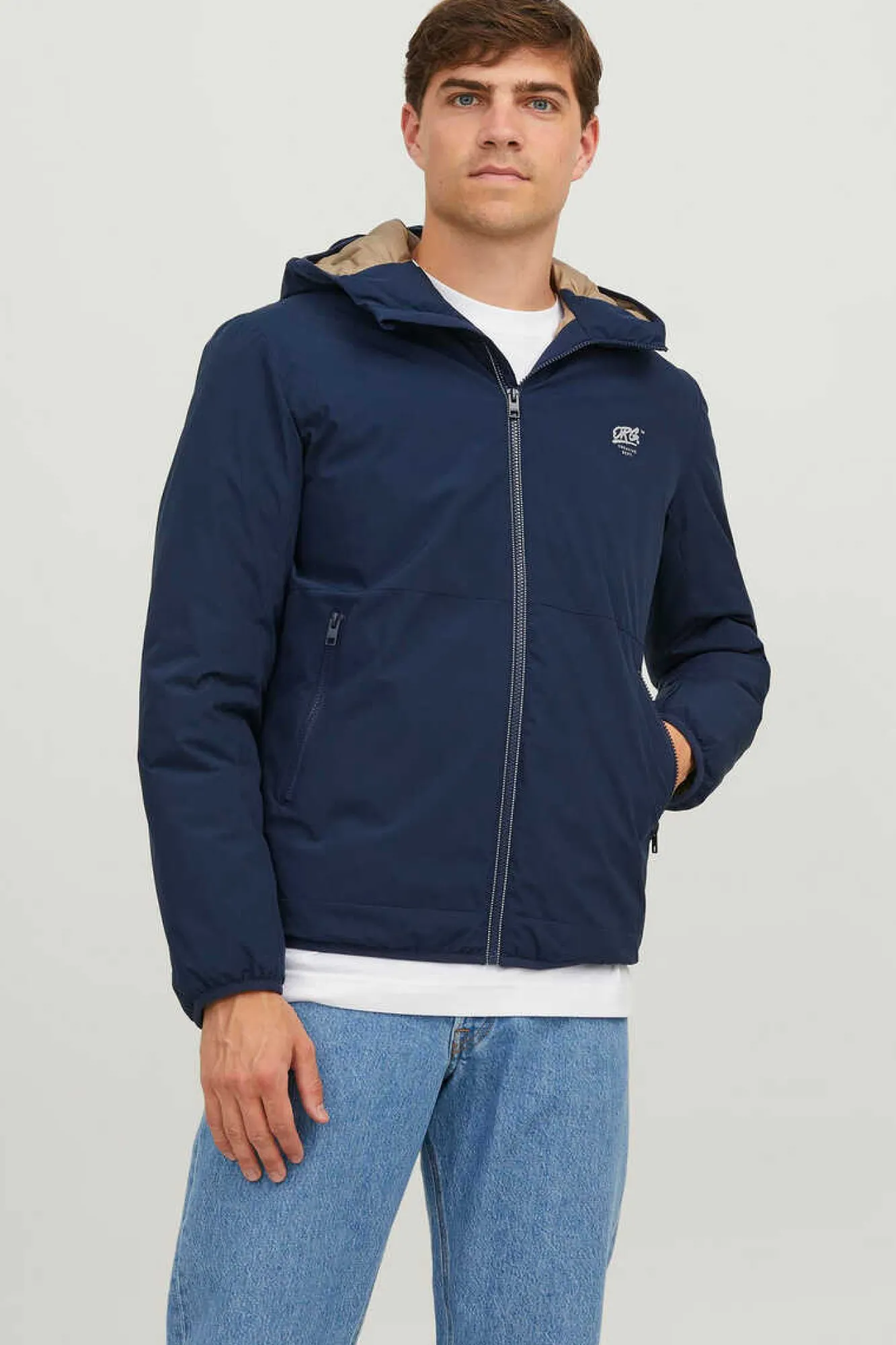 Jack & Jones Casaco Tecnico Poliester Reciclado Com Capuz Azulado Online