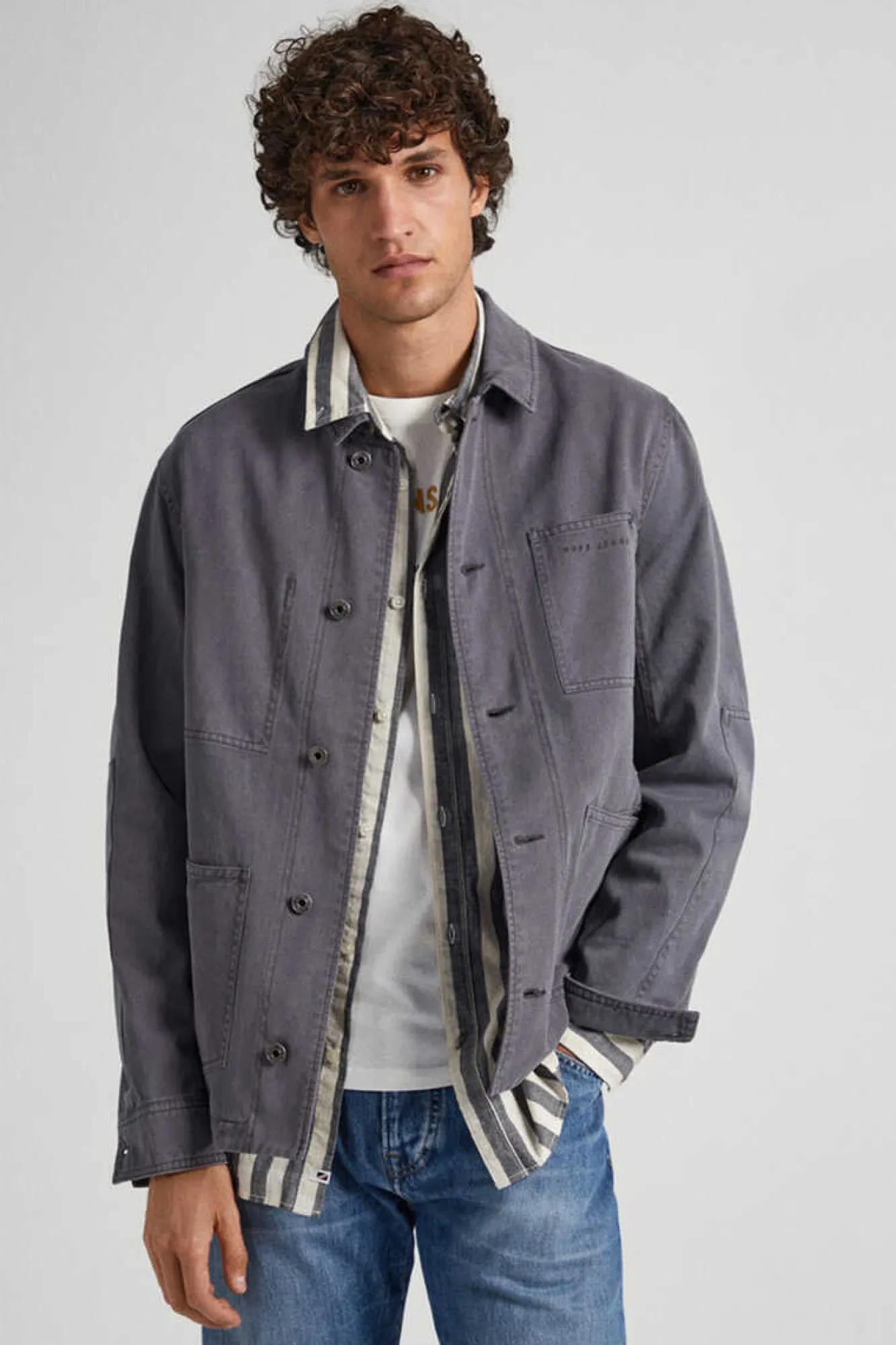Pepe Jeans Casaco Tipo Carpinteiro Cinza Sale