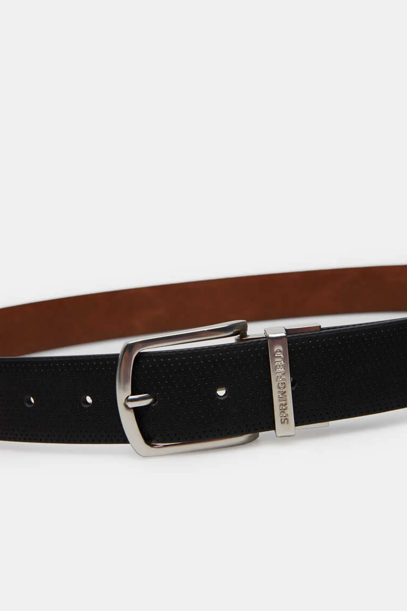 Springfield Cinto Efeito Pele Microperfurada Reversivel Preto Best