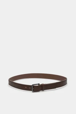 Springfield Cinto Efeito Pele Pespontos Castanho New