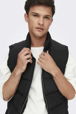 Only & Sons Colete Acolchoado Preto New