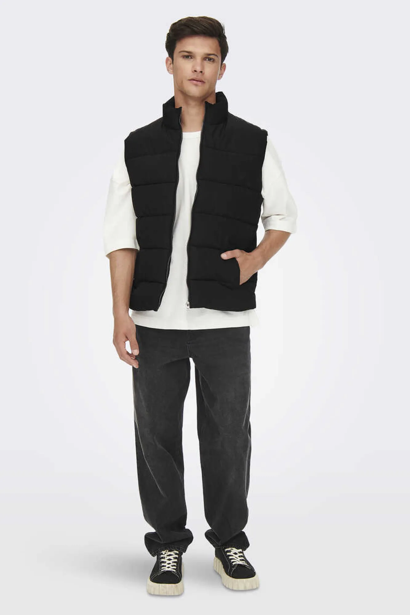 Only & Sons Colete Acolchoado Preto New