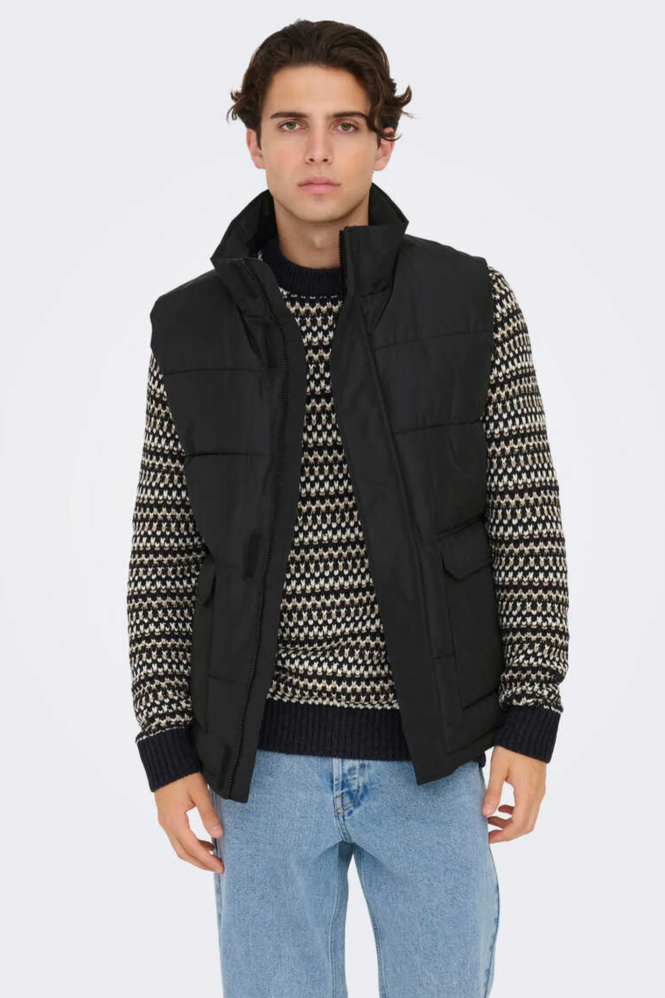 Only & Sons Colete Acolchoado Preto Clearance