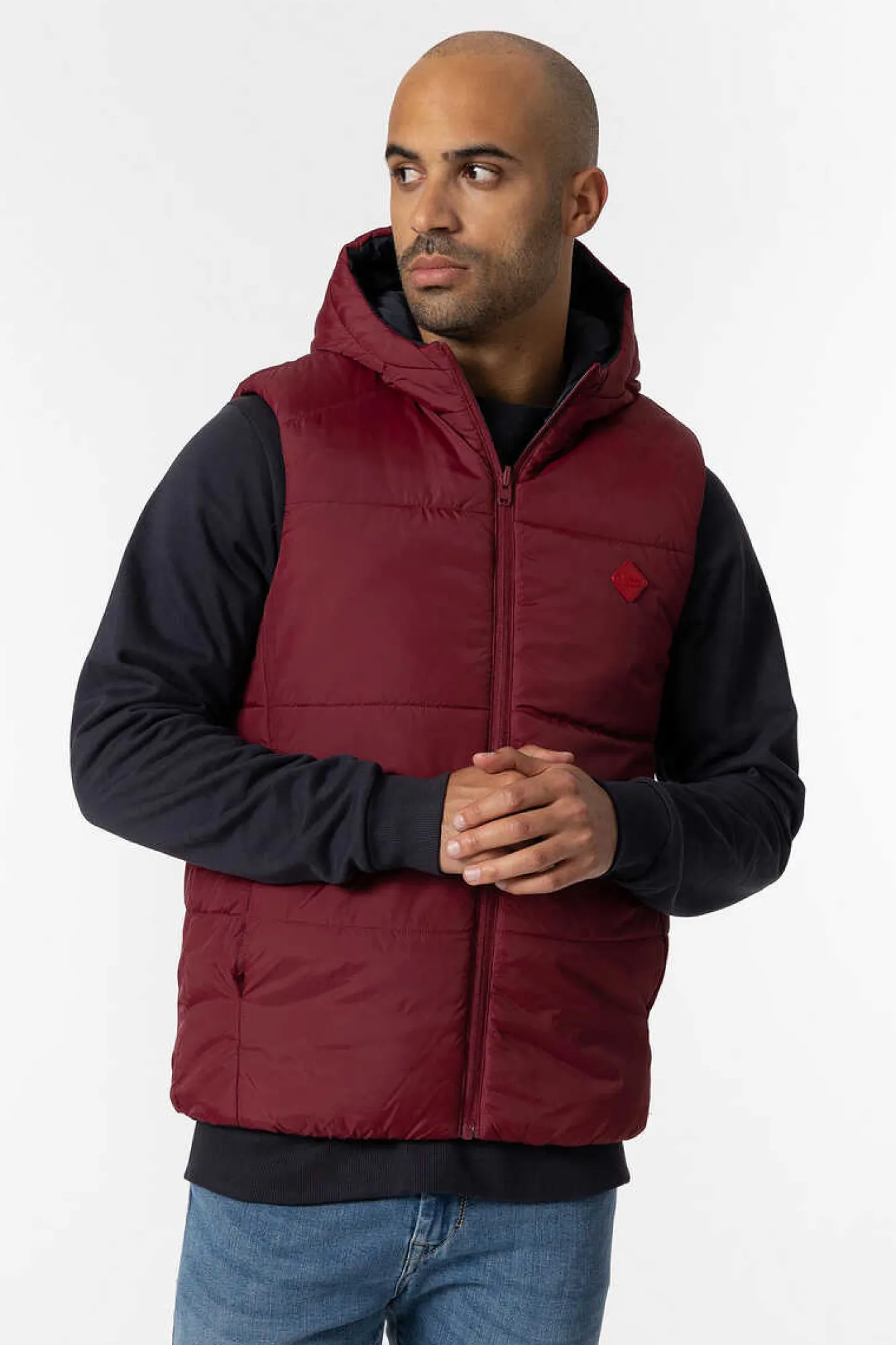 Tiffosi Colete Acolchoado Com Capuz Reversivel Vermelho Real Hot