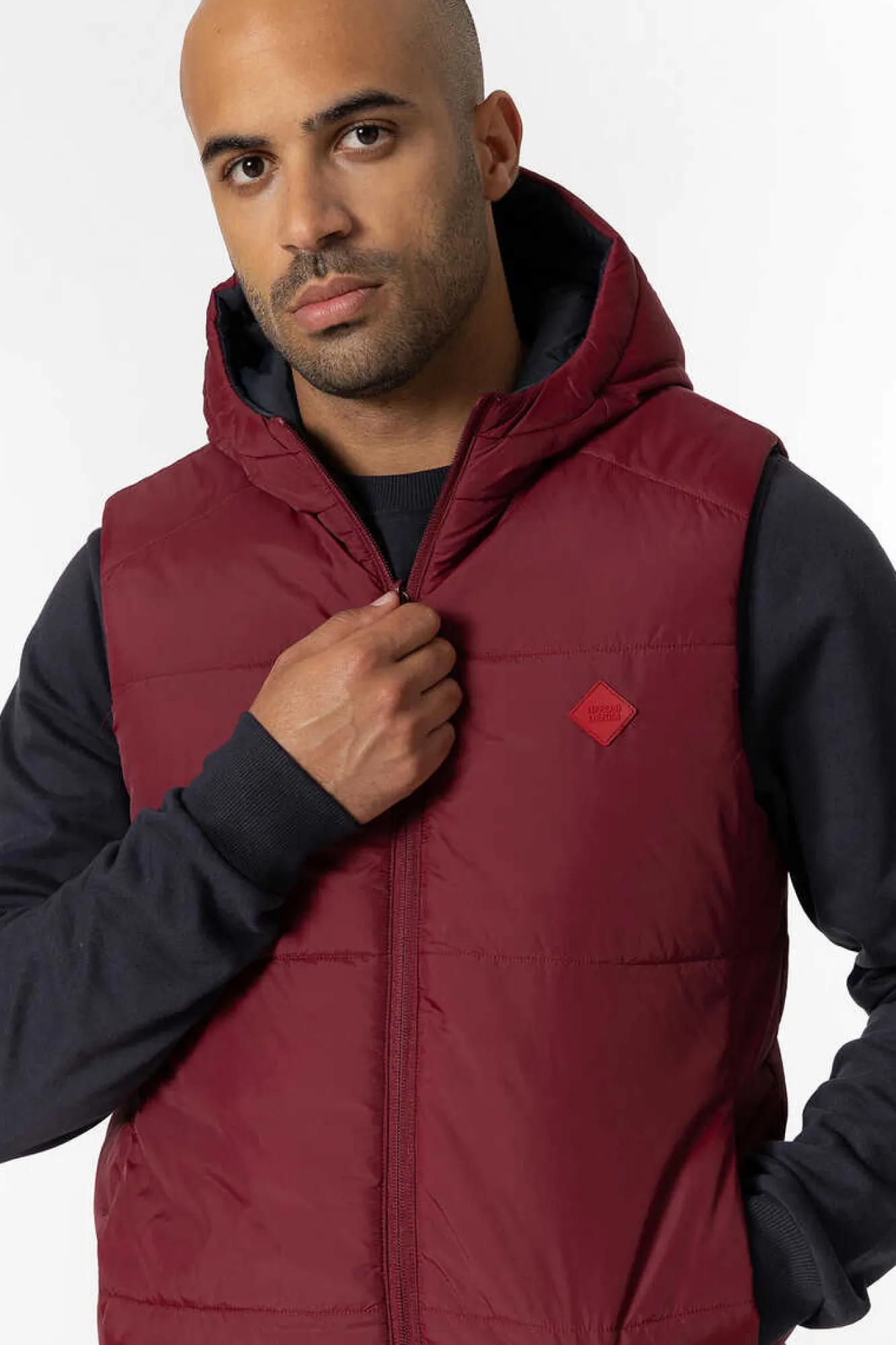 Tiffosi Colete Acolchoado Com Capuz Reversivel Vermelho Real Hot