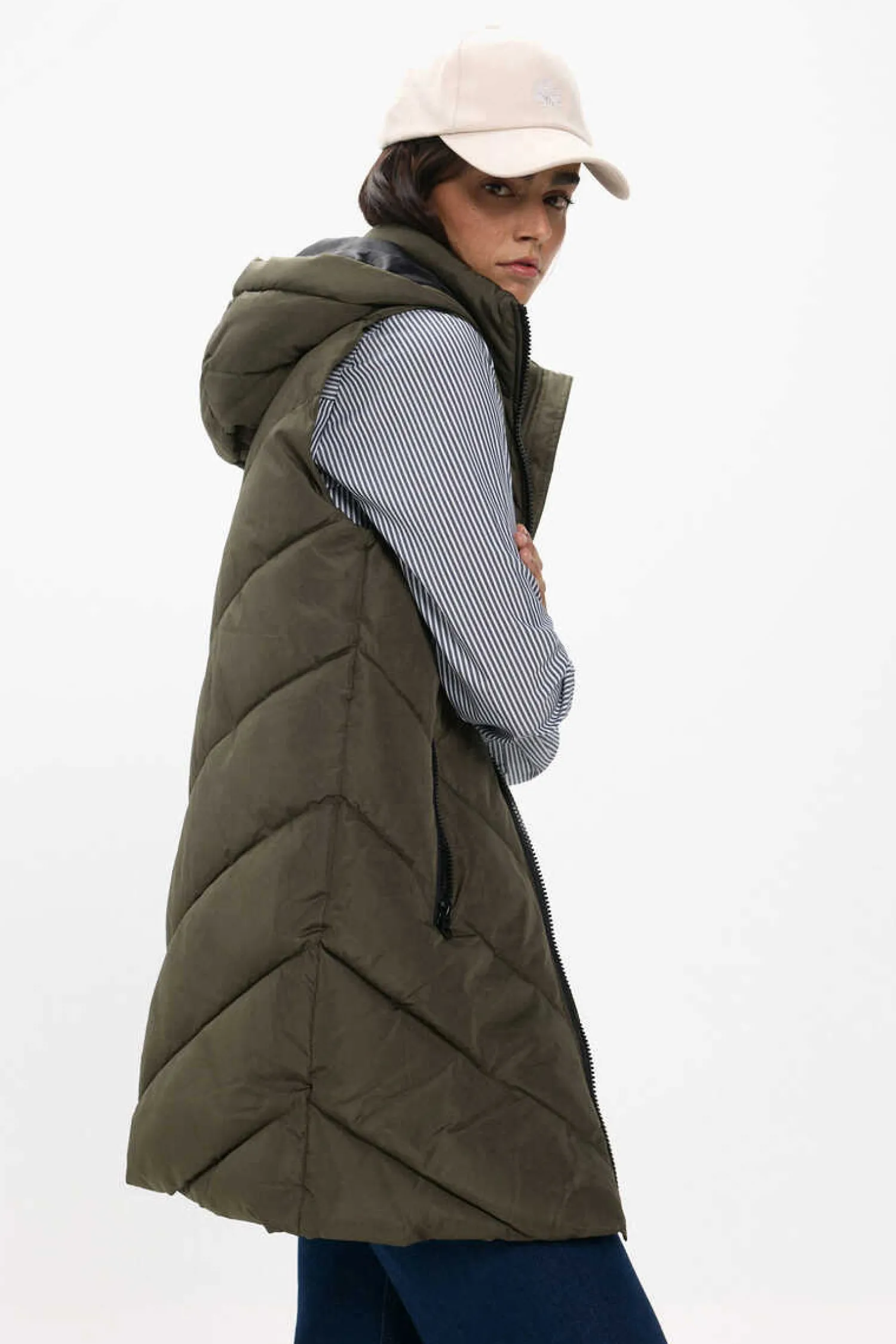 JDY Coletes-Colete Acolchoado Com Capuz