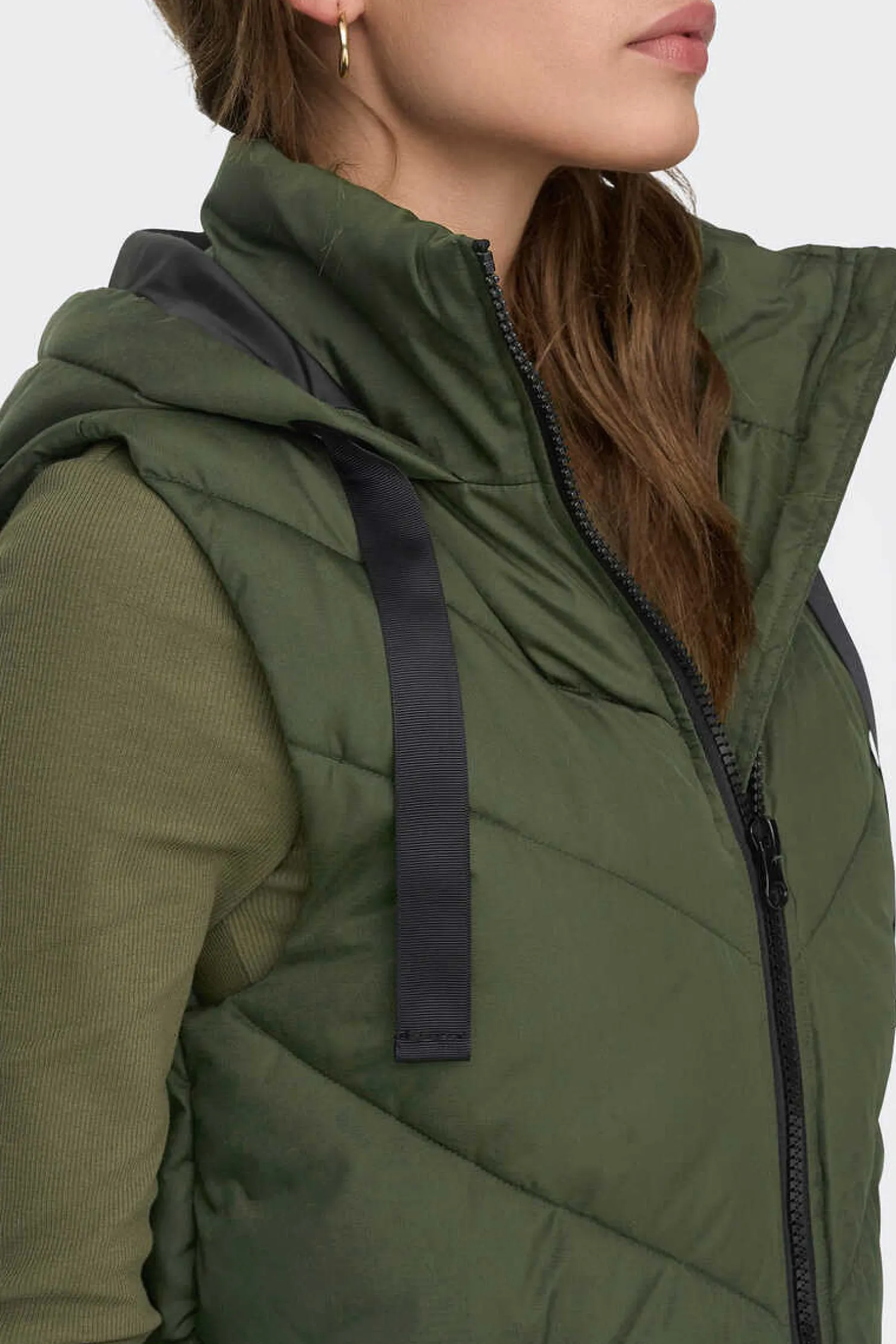 JDY Coletes-Colete Acolchoado Com Capuz