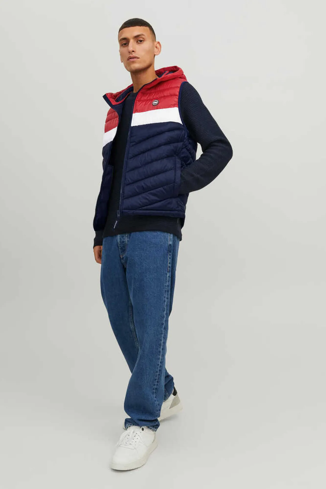 Jack & Jones Colete Acolchoado Com Capuz Marinho Clearance