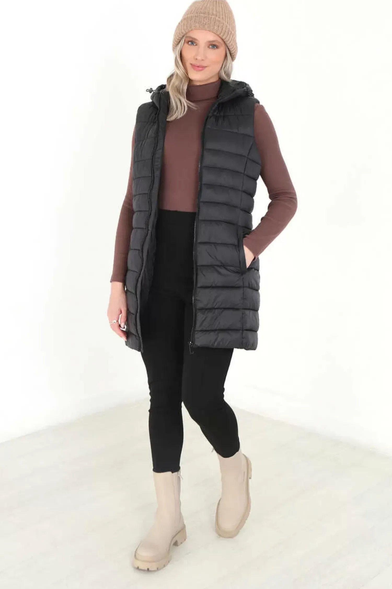 Brave Soul Coletes-Colete Acolchoado Com Capuz