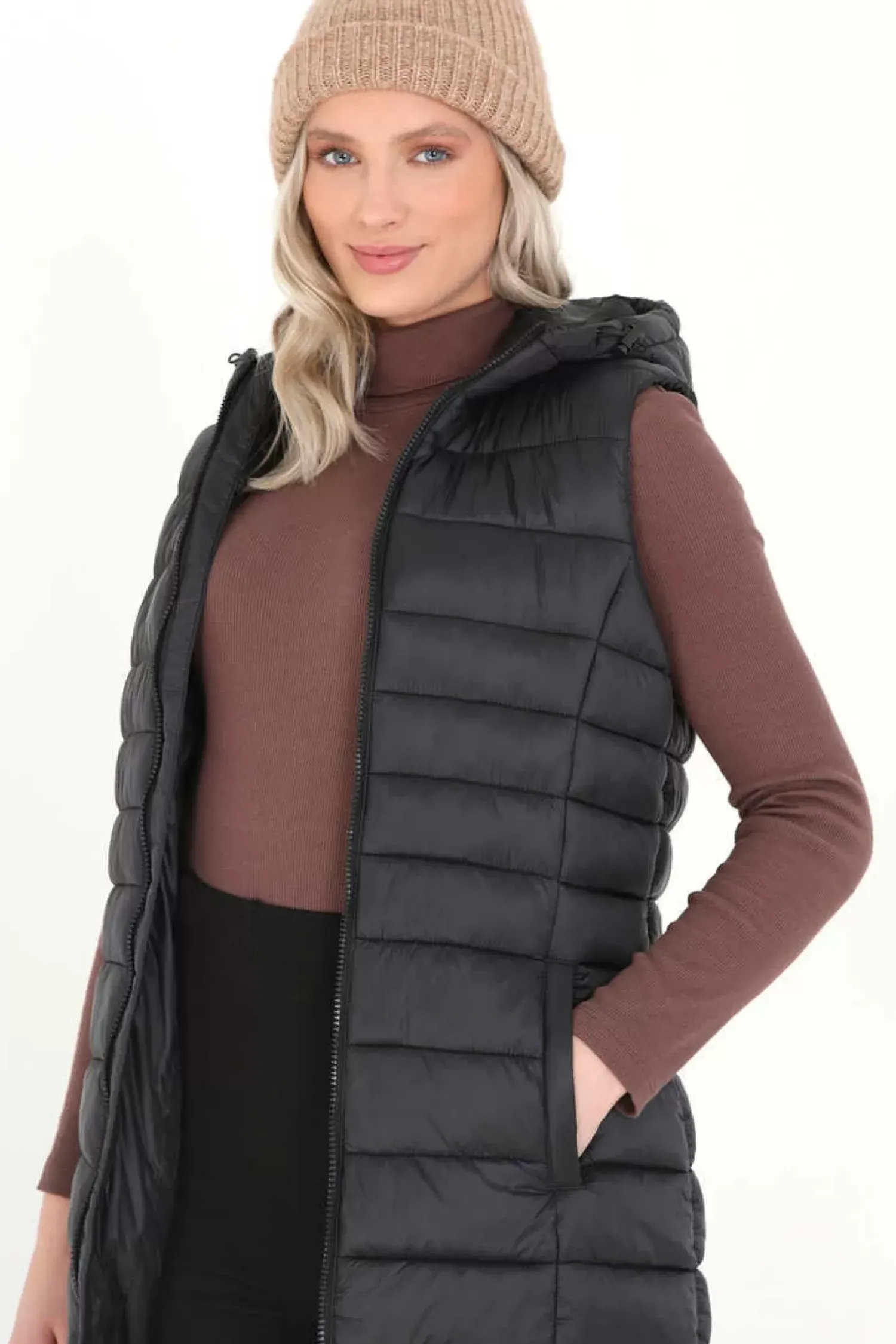 Brave Soul Coletes-Colete Acolchoado Com Capuz