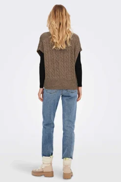 Only Sueteres E Cardigans-Colete De Malha De Gola Em Bico