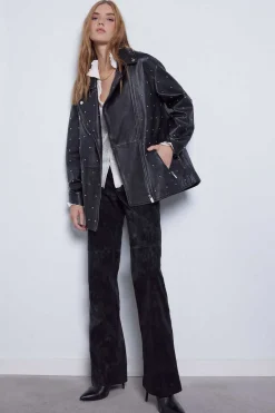 Slowlove Blusoes E Casacos-Colete De Pele Com Tachas