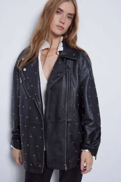 Slowlove Blusoes E Casacos-Colete De Pele Com Tachas