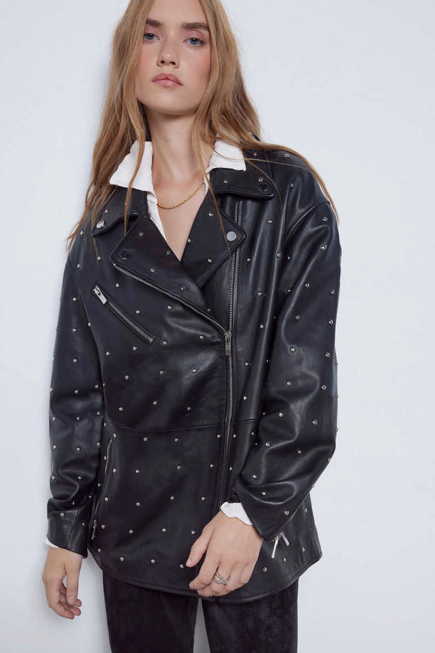 Slowlove Blusoes E Casacos-Colete De Pele Com Tachas