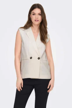 Only Coletes-Colete Duplo Botao Linho E Viscose