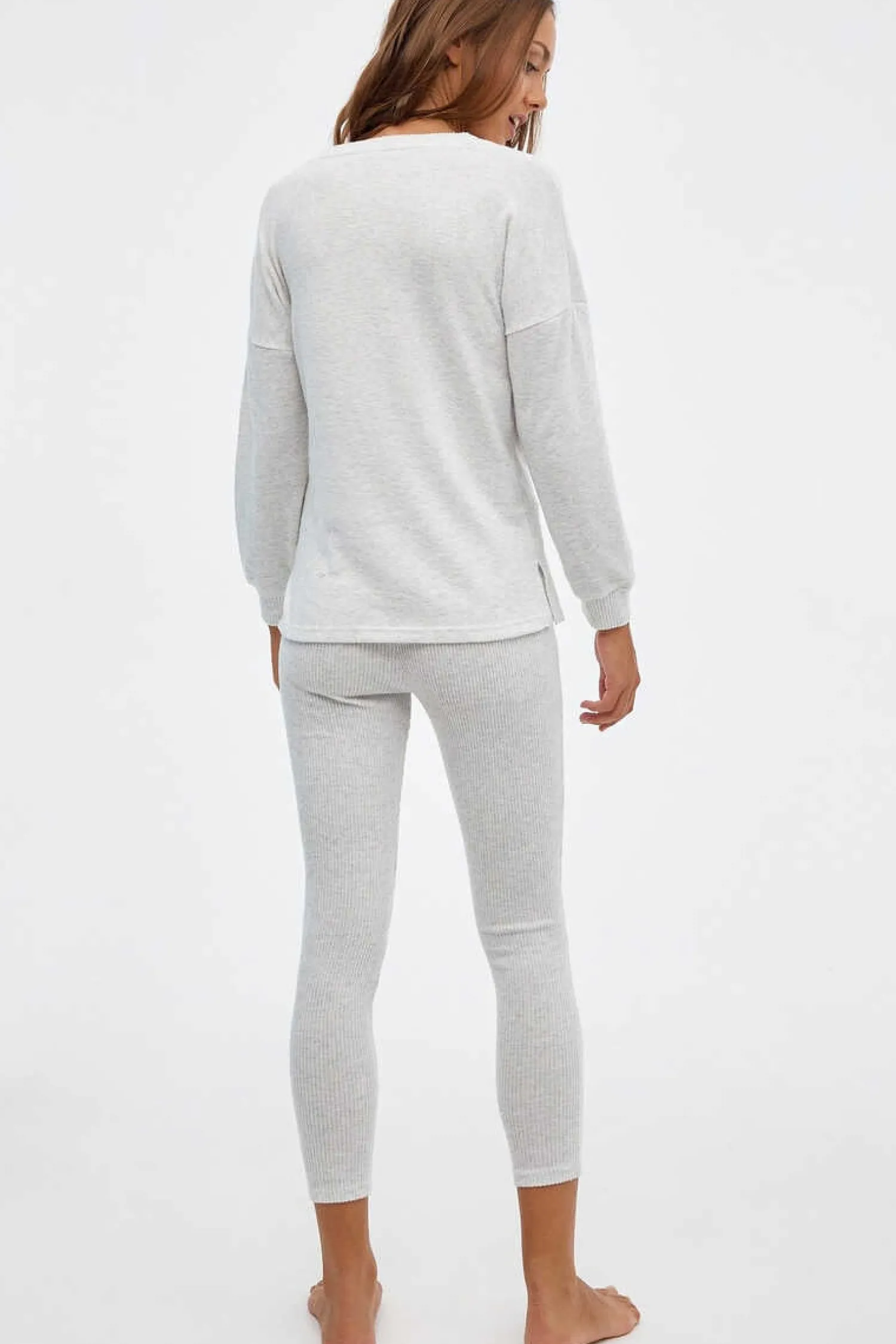 Inside Pijamas-Conjunto Pijama Tecido Canelado Mulher